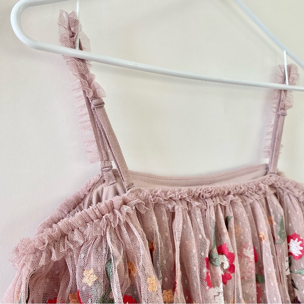 NWT Maya Deluxe Floral Embroidered Off Shoulder Ruffle Maxi Gown Dress Pink 2 - Picture 6 of 15